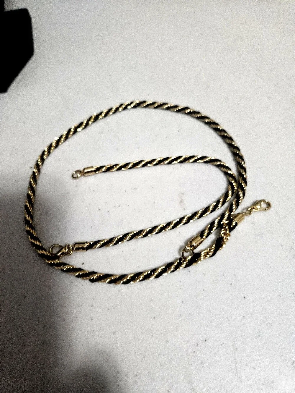 Trifari Twisted  Gold and Black Rope Necklace and Bracelet Set